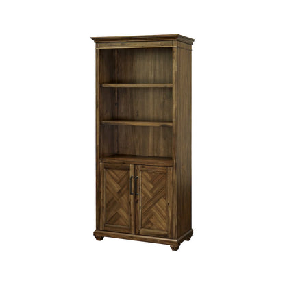 Porter Wood Bookcase With Doors, Fully Assembled