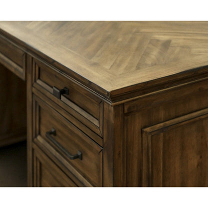 Porter Wood Double Pedestal Executive Desk, Fully Assembled