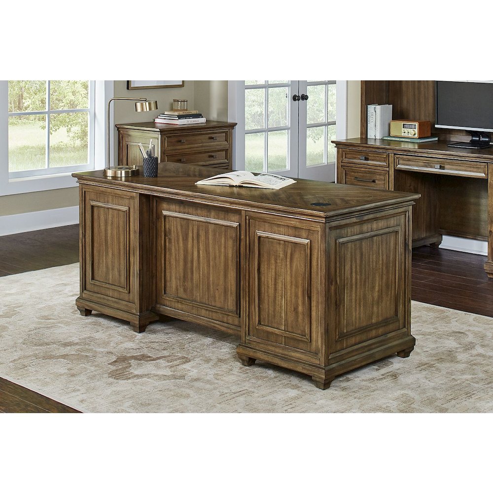 Porter Wood Double Pedestal Executive Desk, Fully Assembled
