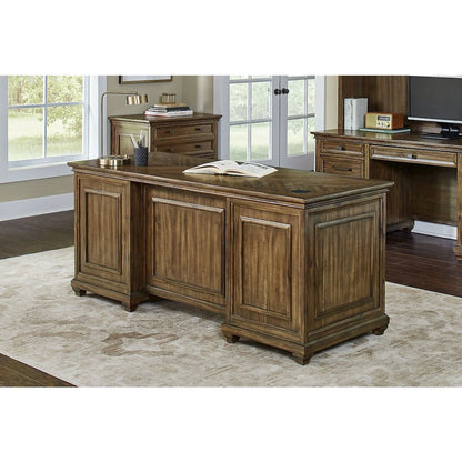 Porter Wood Double Pedestal Executive Desk, Fully Assembled