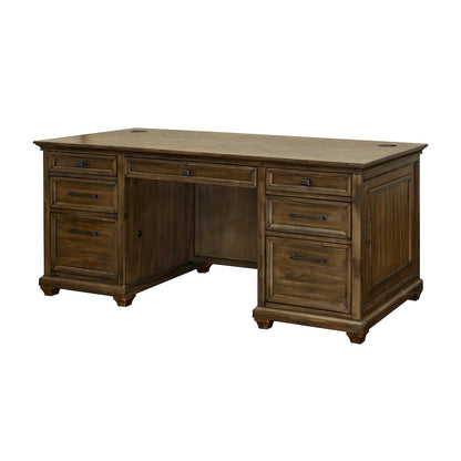 Porter Wood Double Pedestal Executive Desk, Fully Assembled
