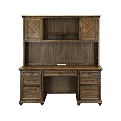 Porter Wood Hutch With Doors, Fully Assembled, Brown