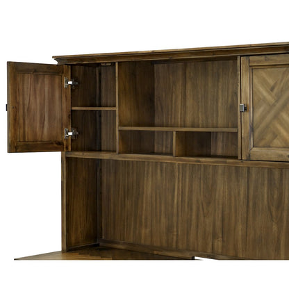 Porter Wood Hutch With Doors, Fully Assembled, Brown