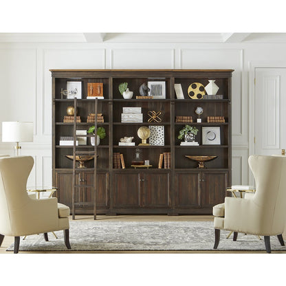 Sonoma Executive Bookcase Wall With Wood Ladder, Brown