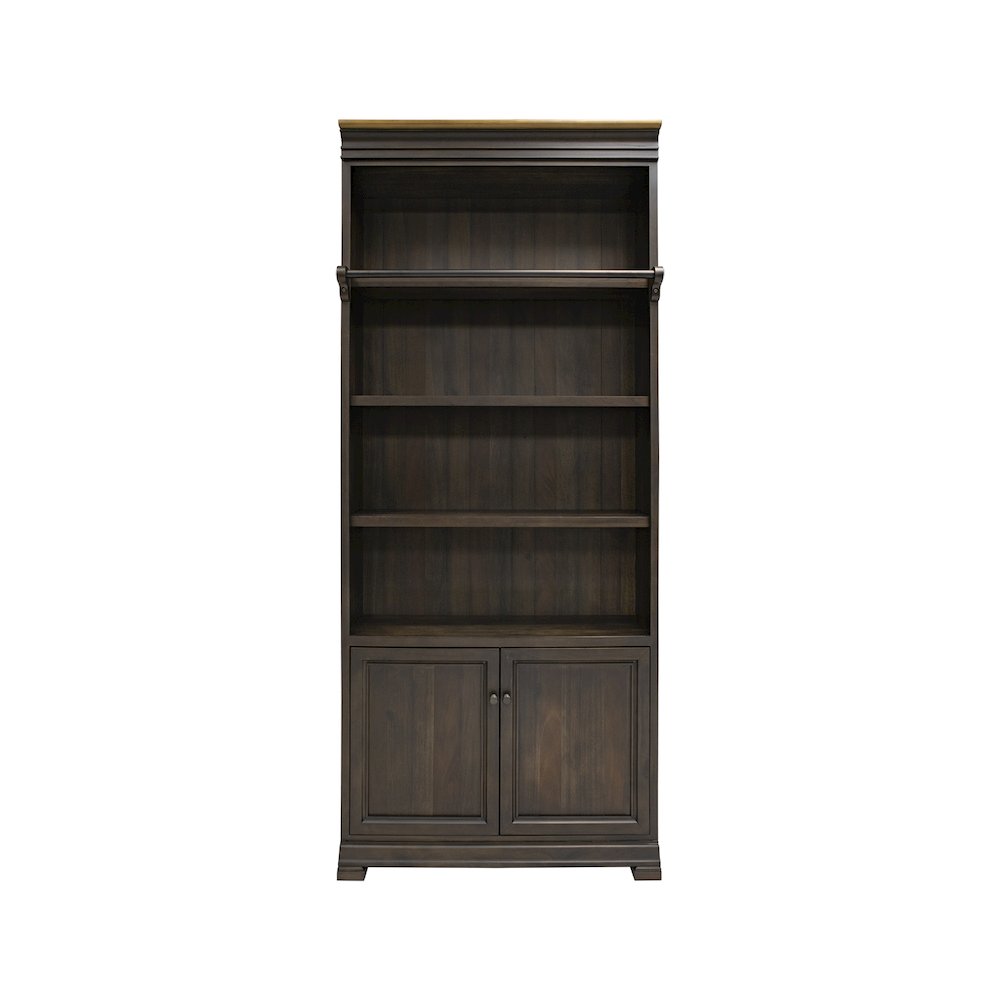 Sonoma Executive Bookcase Wall With Wood Ladder, Brown