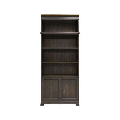 Sonoma Executive Bookcase Wall With Wood Ladder, Brown