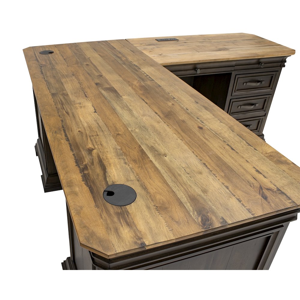 Sonoma Executve L-Desk & Return With Solid Wood Plank Tops, Brown