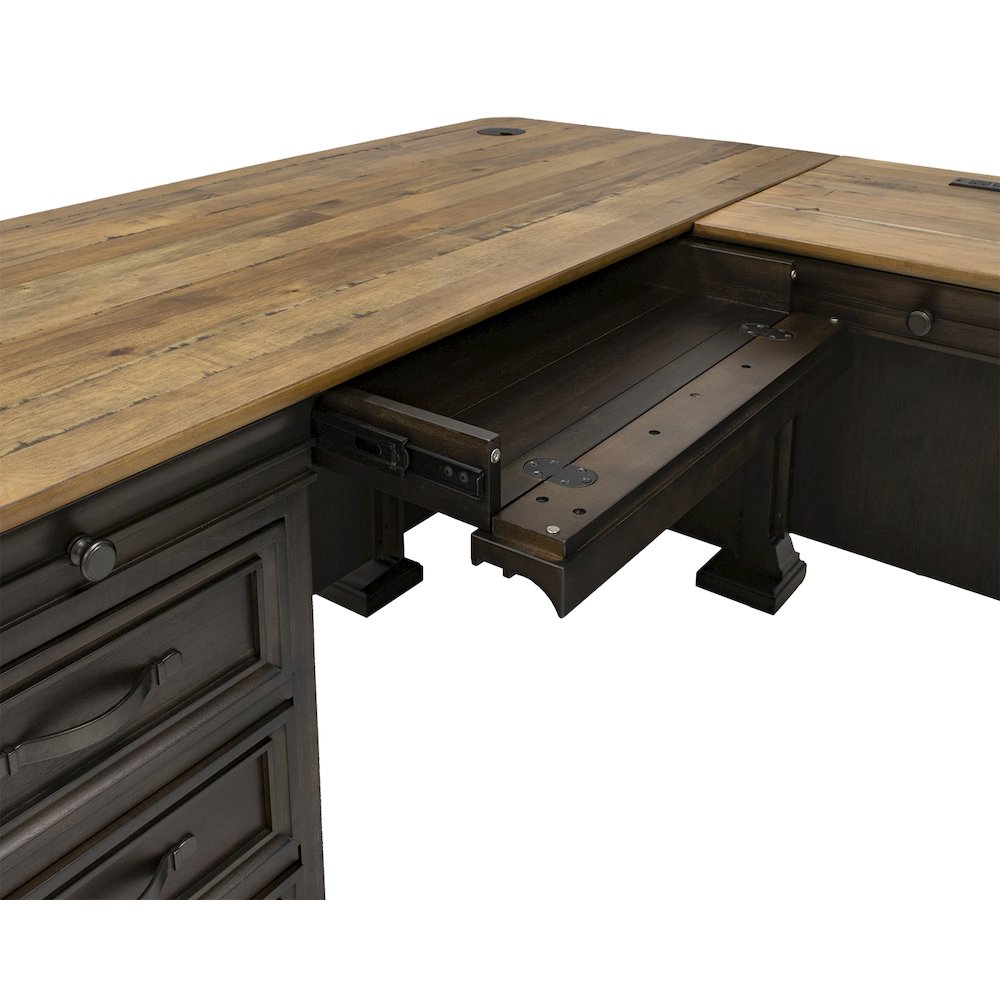Sonoma Executve L-Desk & Return With Solid Wood Plank Tops, Brown