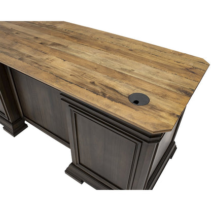 Sonoma Executve L-Desk & Return With Solid Wood Plank Tops, Brown
