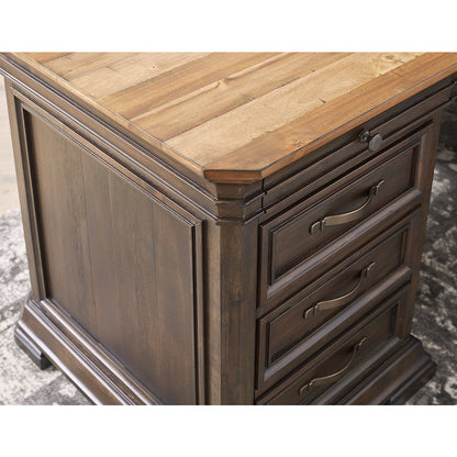 Sonoma Executve L-Desk & Return With Solid Wood Plank Tops, Brown