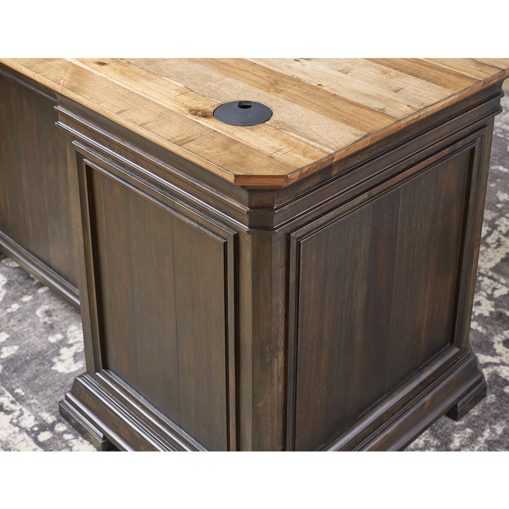 Sonoma Executve L-Desk & Return With Solid Wood Plank Tops, Brown