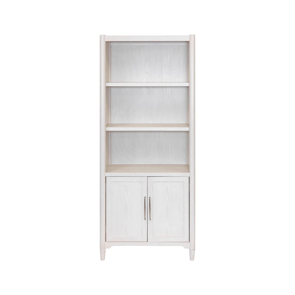 Wood Bookcase with Doors, Office Shelving, Storage Cabinet, Assembled, White