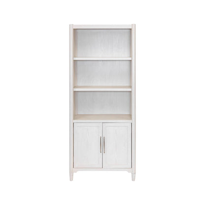 Wood Bookcase with Doors, Office Shelving, Storage Cabinet, Assembled, White