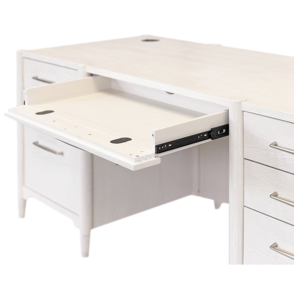 Wood Double Pedestal Executive Desk, Writing Table, Office Storage, White