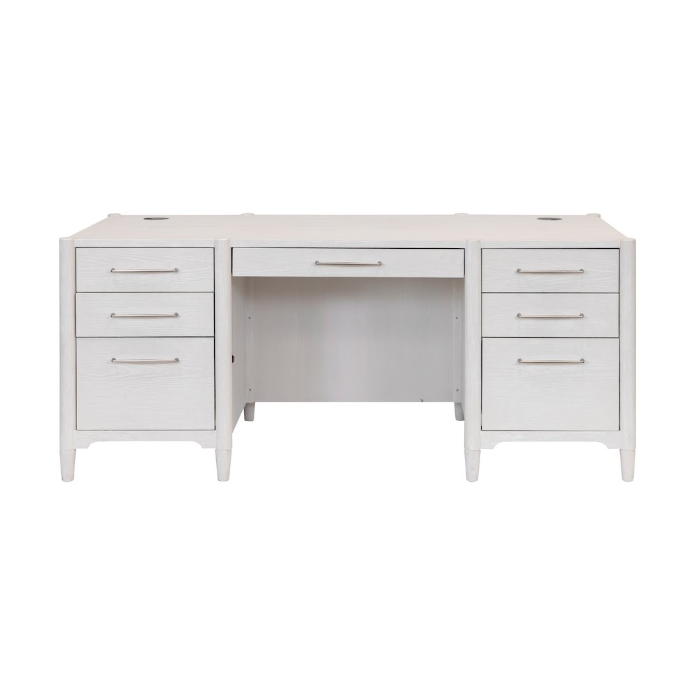 Wood Double Pedestal Executive Desk, Writing Table, Office Storage, White