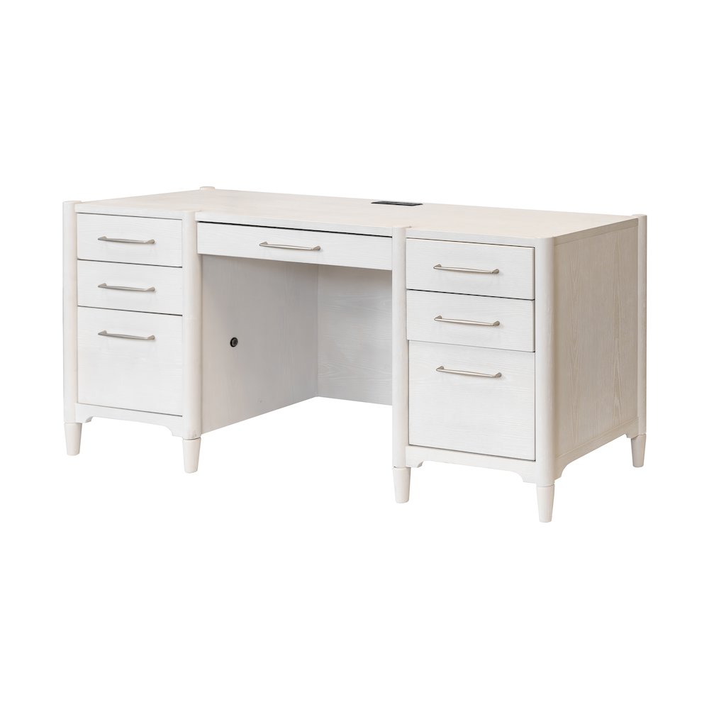 Wood Desk with Hutch,Office Storage,Writing Table with Cabinet, Assembled, White