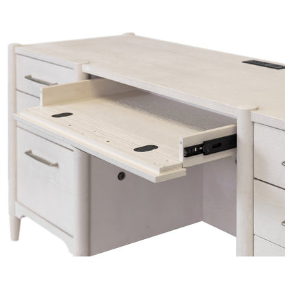 Wood Desk with Hutch,Office Storage,Writing Table with Cabinet, Assembled, White