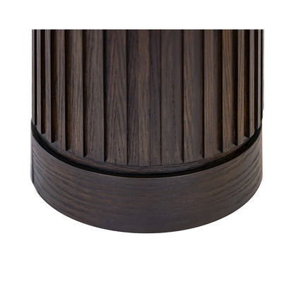 Modern round pedestal table, side table, cocktail stand, fully assembled, brown