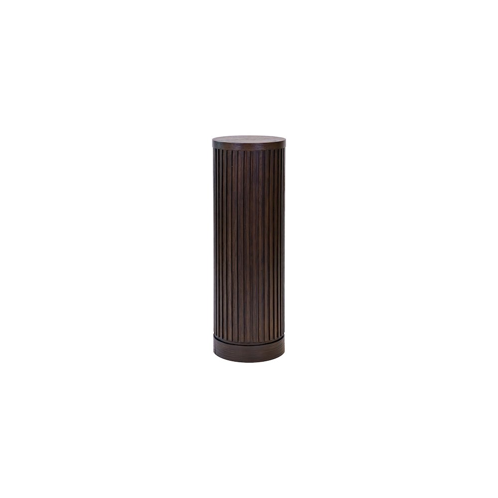 Modern round pedestal table, side table, cocktail stand, fully assembled, brown