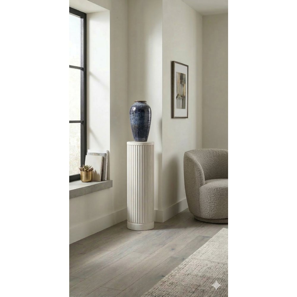 Modern round pedestal table, side table, cocktail stand, fully assembled, white
