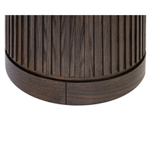 Modern round pedestal table, side table, cocktail stand, fully assembled, brown