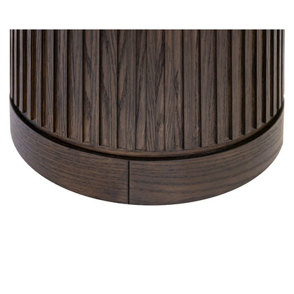 Modern round pedestal table, side table, cocktail stand, fully assembled, brown