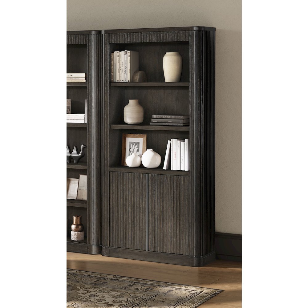 Tulane Executive Bookcase With Doors, Brown