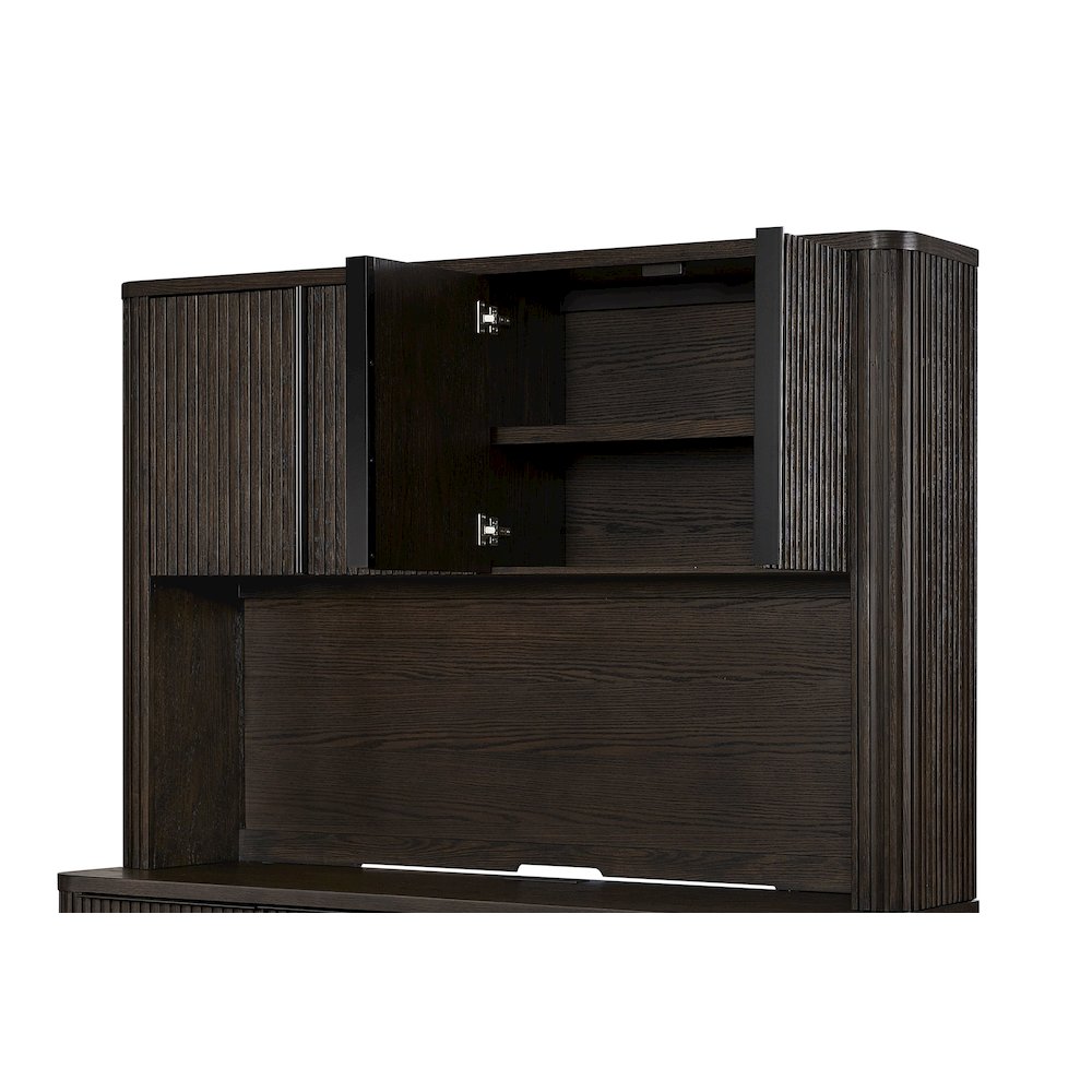 Tulane Executive Hutch With Wood Doors, Fully Assembled, Brown
