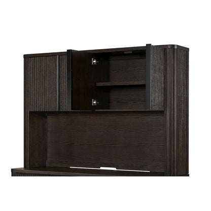 Tulane Executive Hutch With Wood Doors, Fully Assembled, Brown