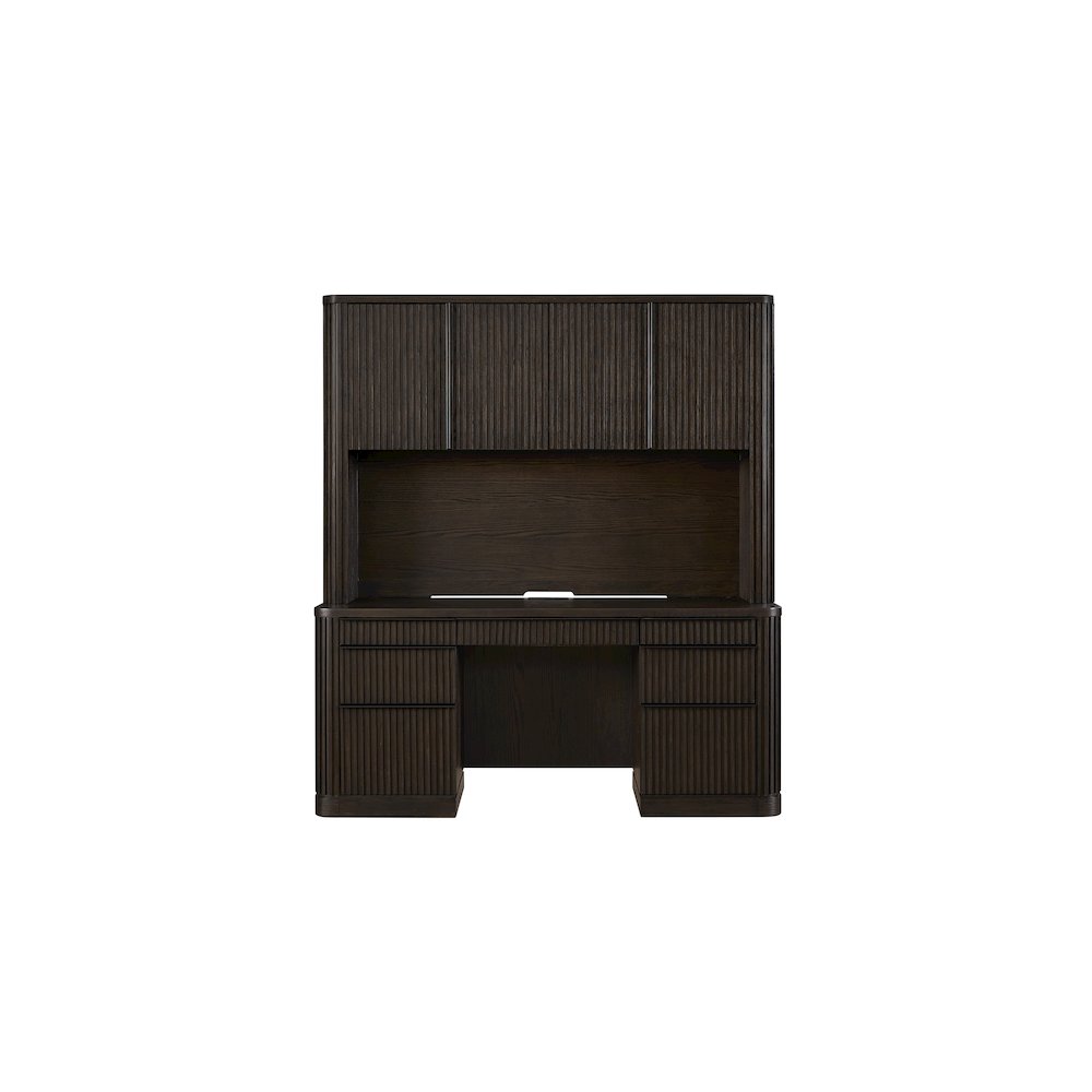 Tulane Executive Credenza and Hutch, Fully Assembled, Brown