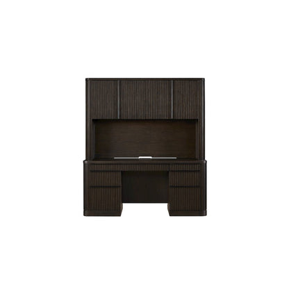 Tulane Executive Credenza and Hutch, Fully Assembled, Brown