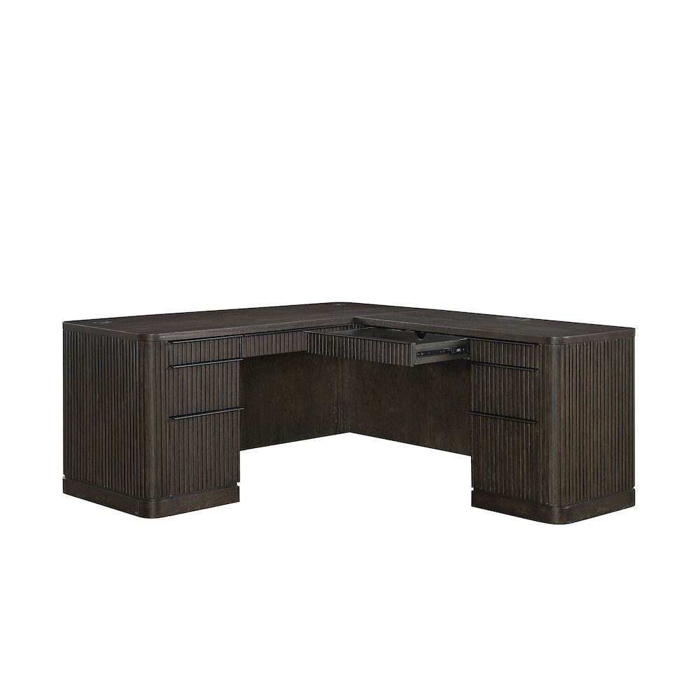 Tulane Pedestal L-Desk, Pedestal Desk, Office Desk, Brown
