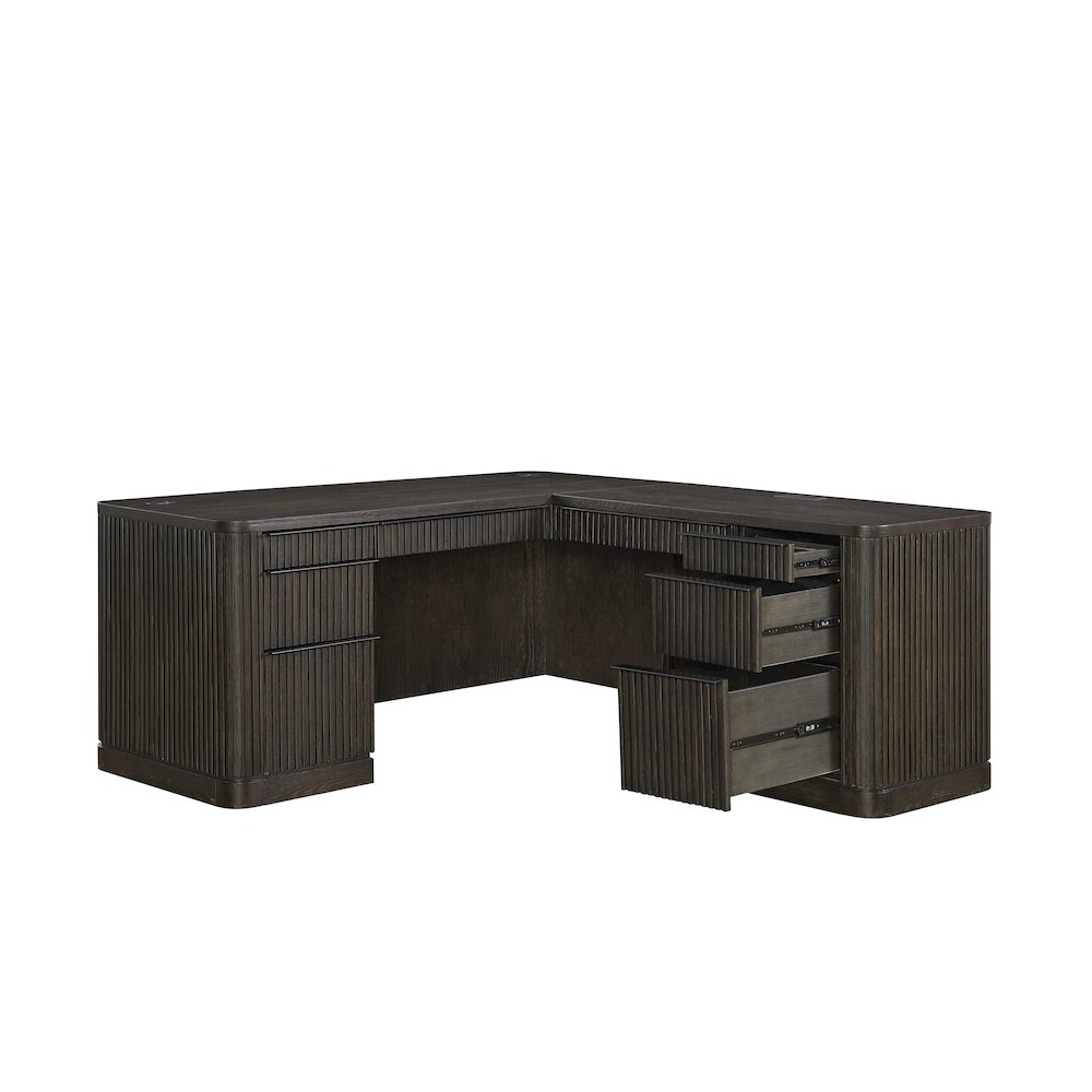 Tulane Pedestal L-Desk, Pedestal Desk, Office Desk, Brown