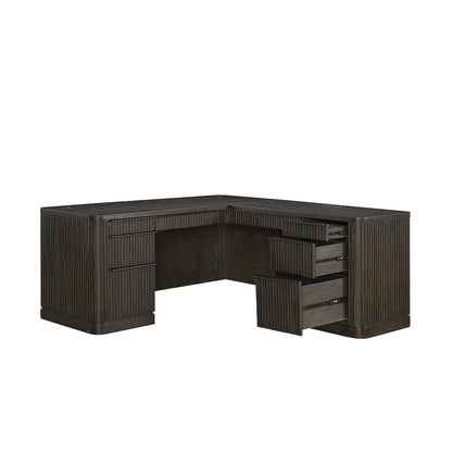 Tulane Pedestal L-Desk, Pedestal Desk, Office Desk, Brown