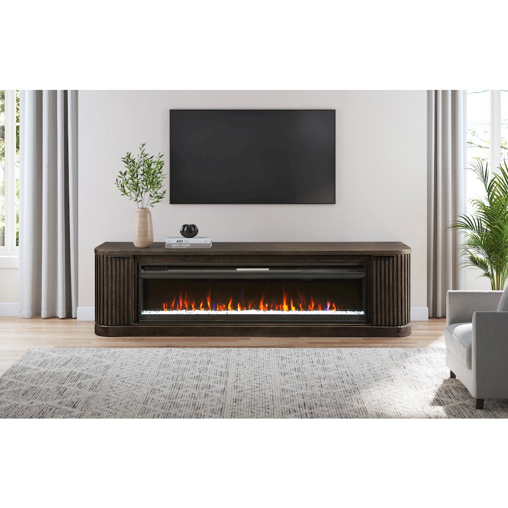 Tulane 84" Fireplace Console, Fully Assembled, Brown