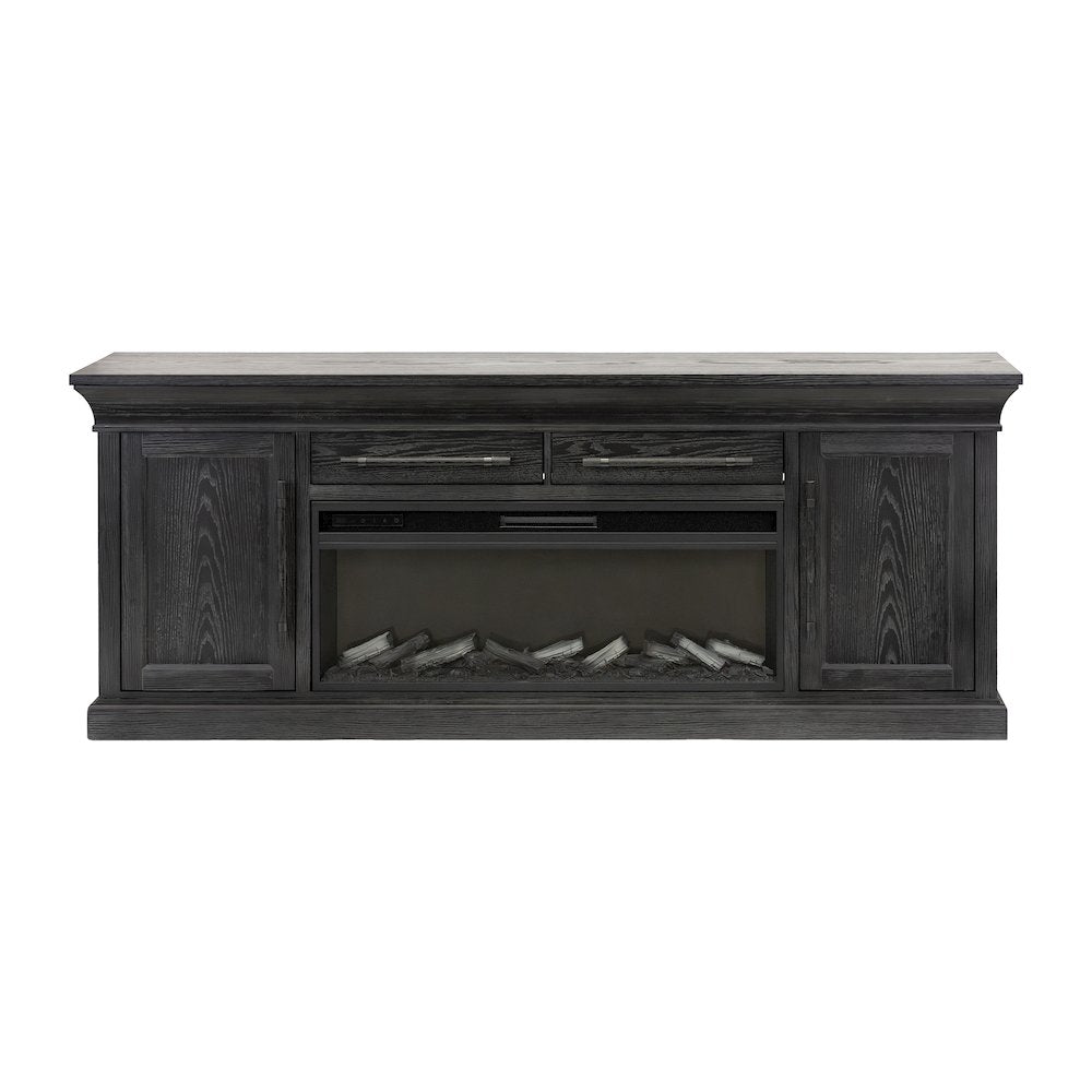Transitional 80" Fireplace Console, Entertainment Storage, TV Stand