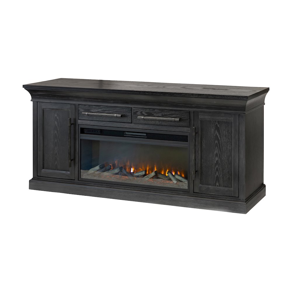 Transitional 80" Fireplace Console, Entertainment Storage, TV Stand