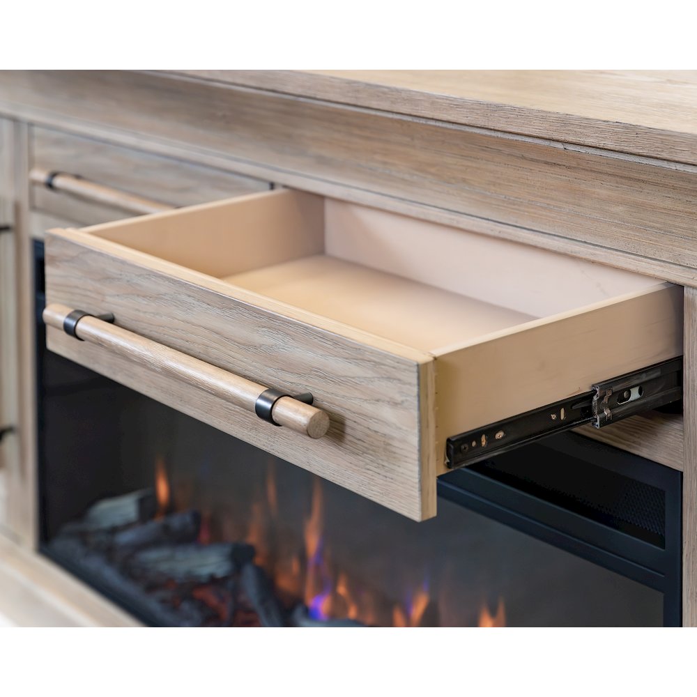 Transitional 80" Fireplace Console, Entertainment Storage, TV Stand