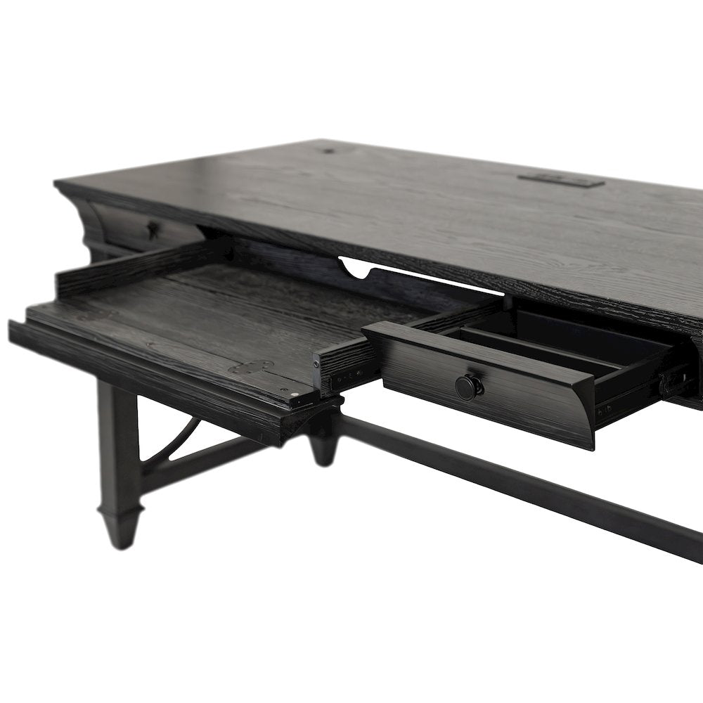 Traditional Wood Writing Desk, Office Table with Drawers