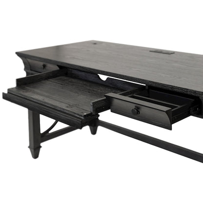 Traditional Wood Writing Desk, Office Table with Drawers