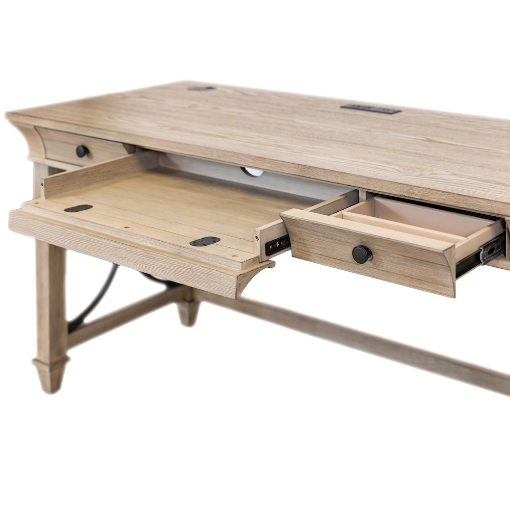 Traditional Wood Writing Desk, Office Table with Drawers