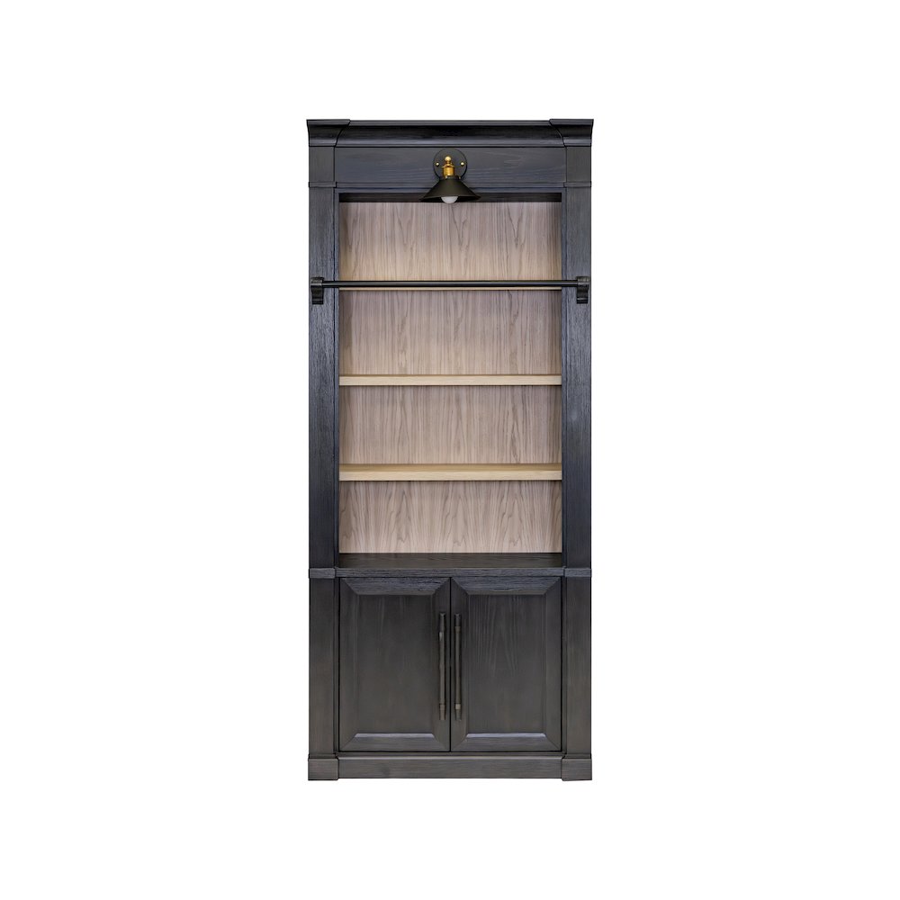 Contemporary 8' Tall Wood Bookcase, Storage Organizer, Display Shelf, Black