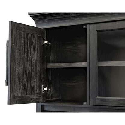 Traditional Wood Executive Desk, Office Storage Hutch with Doors