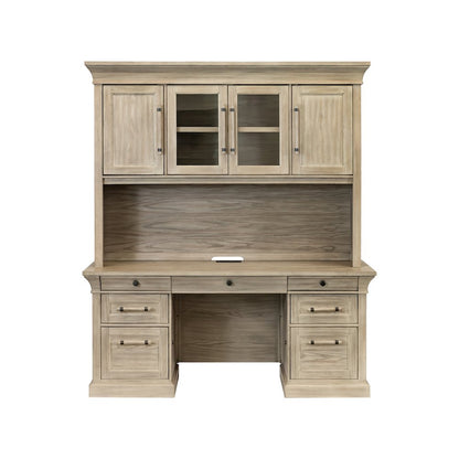 Traditional Wood Executive Desk, Office Storage Hutch with Doors