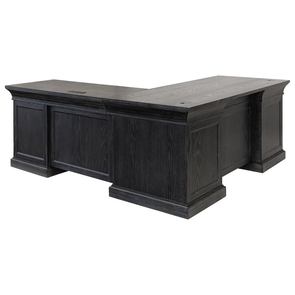 Traditional Executive Wood Double Pedestal L-Desk, Corner Desk, Office Table