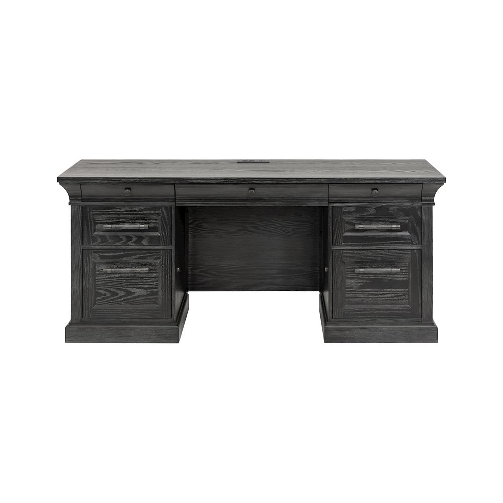Traditional Wood Executive Desk, Office Storage Hutch with Doors