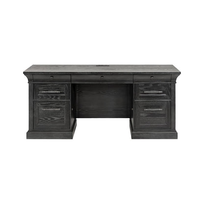 Traditional Wood Executive Desk, Office Storage Hutch with Doors