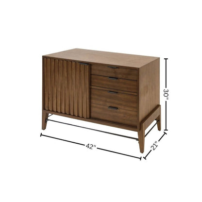 Small Console Table, File Drawer, 3 Drawers, Cabinet Storage, Brown