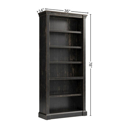 Wood Open Bookcase, 3 Adjustable Shelves, Fixed Shelf, Brown