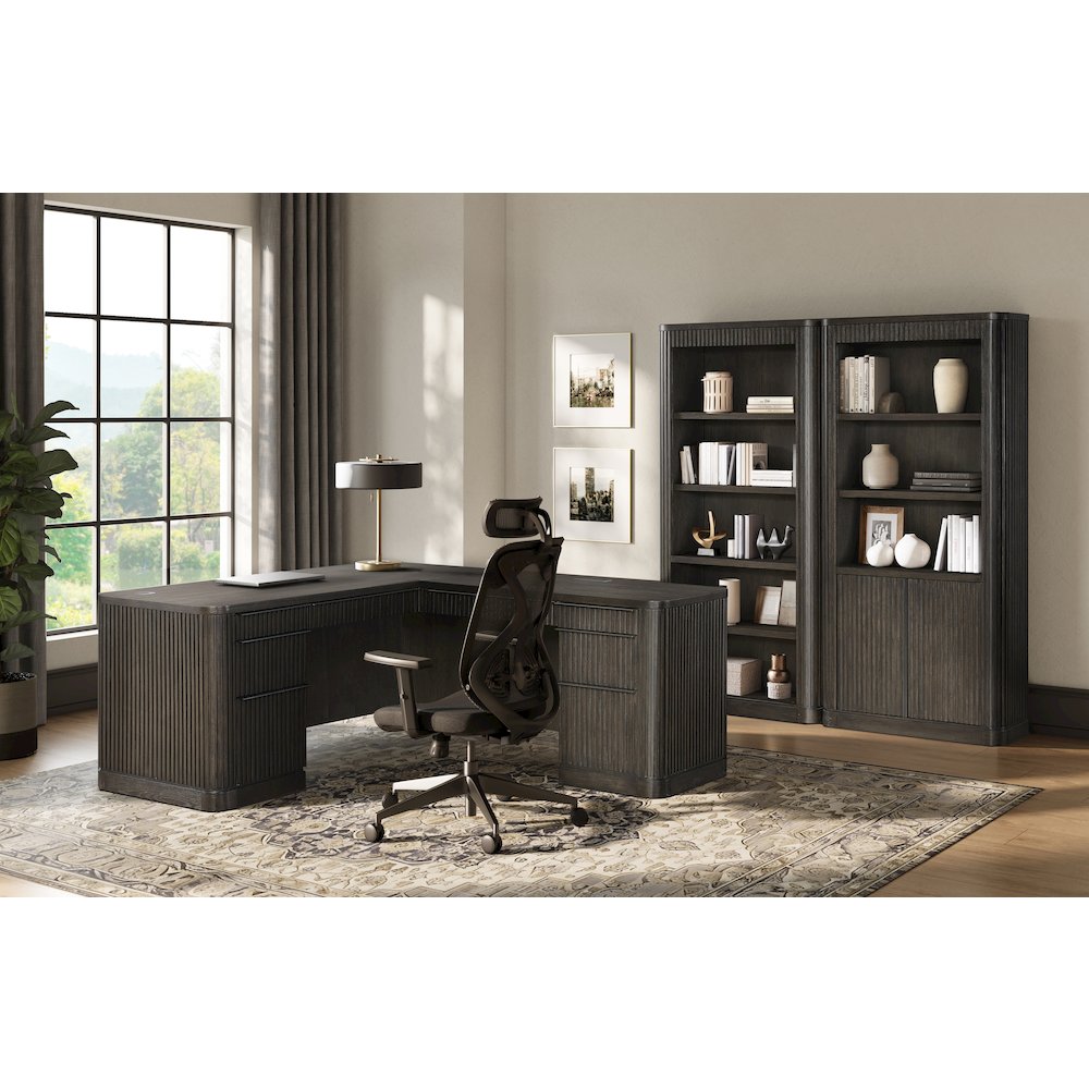 Tulane Pedestal L-Desk, Pedestal Desk, Office Desk, Brown